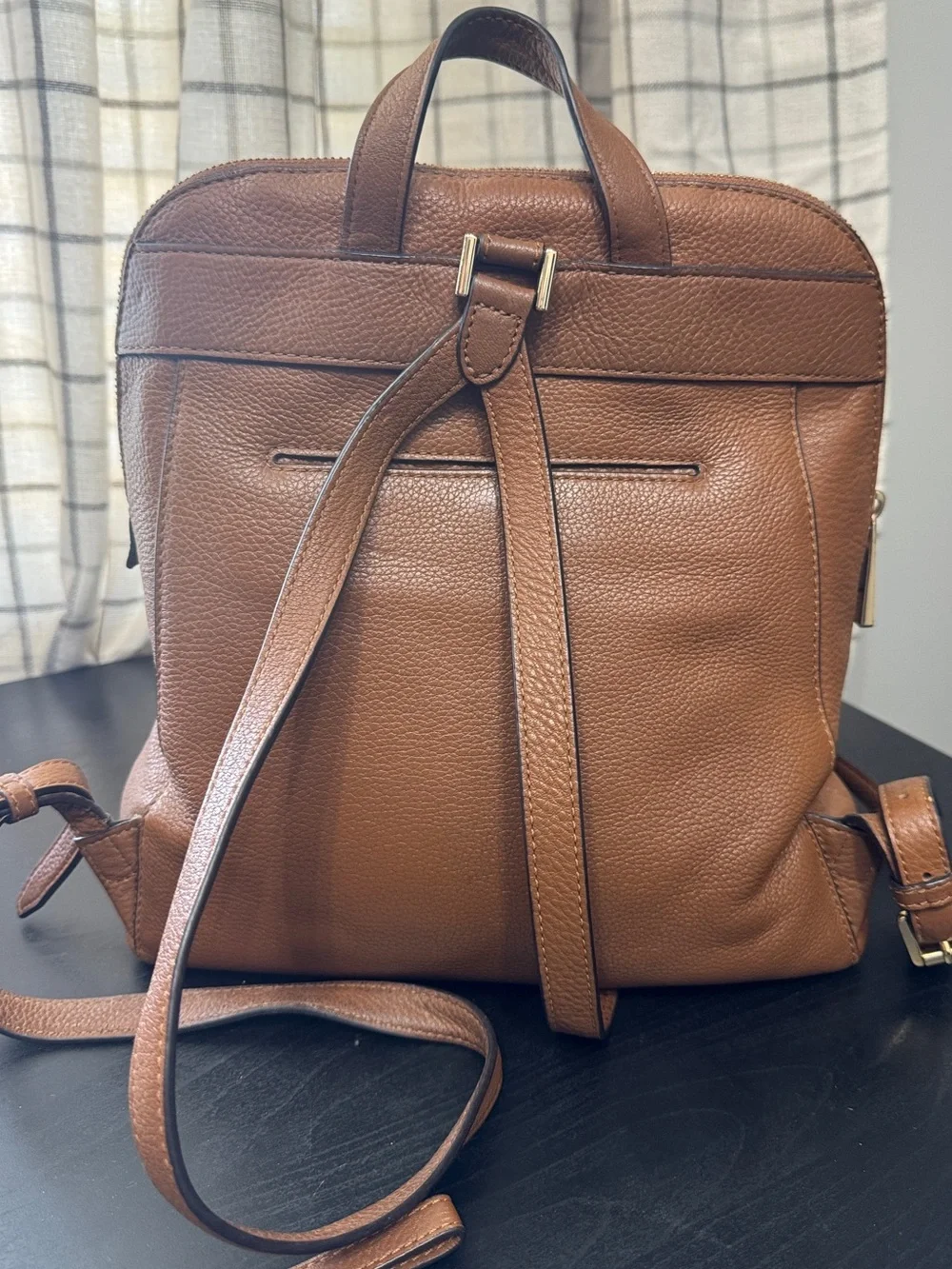 Michael Kors Rhea Pebbled Leather Slim Backpack And Wallet Luggage Tan